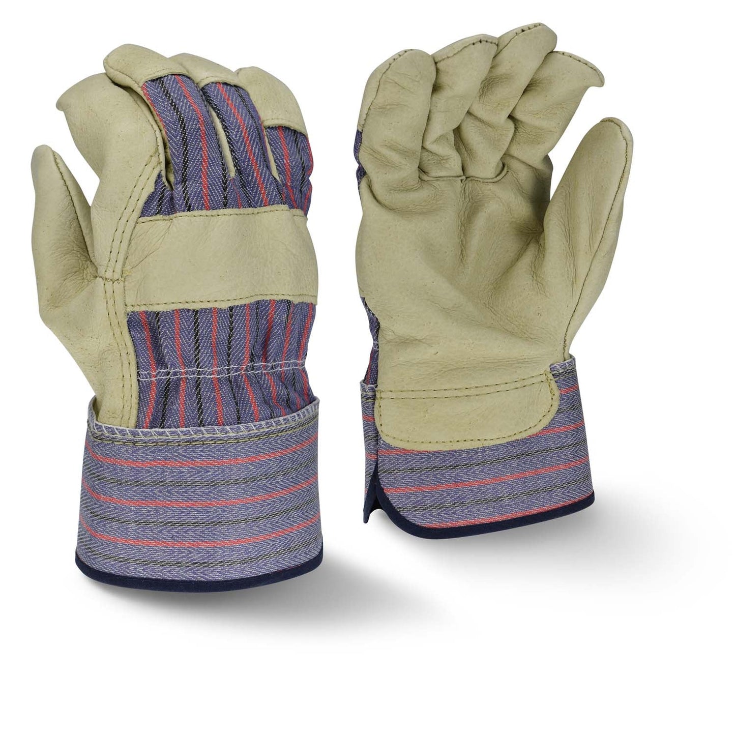 Tan/Blue Leather Gloves - Radians - Premium Grain Pigskin