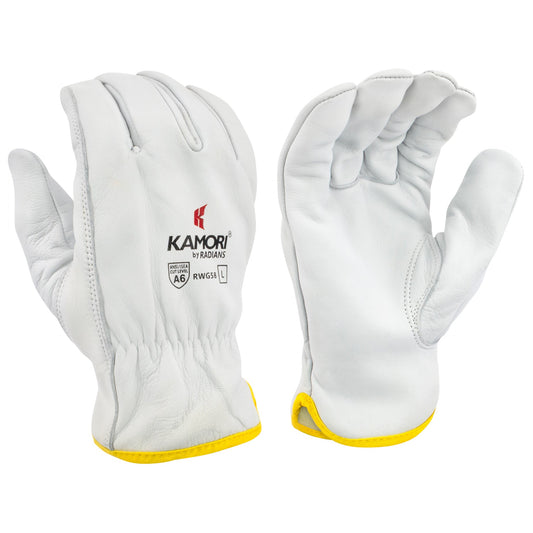 White Leather Gloves - Radians - A6 Cut Protection