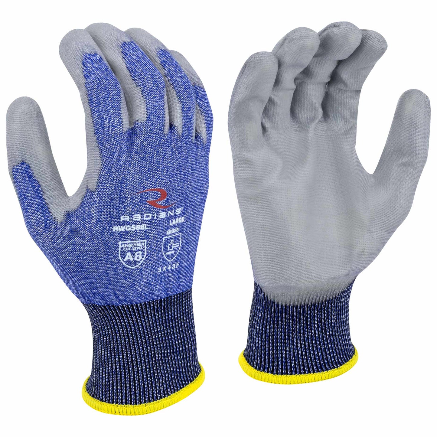 Blue String Knit Gloves - Radians - Cut Resistant Comfort