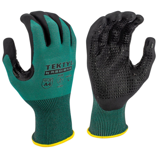 Green String Knit Gloves - Radians - Nitrile Dotted Grip