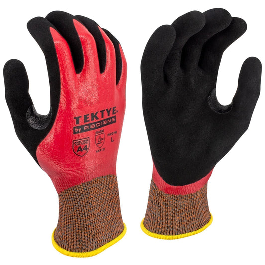 Black/Red String Knit Gloves - Radians - Durable Nitrile