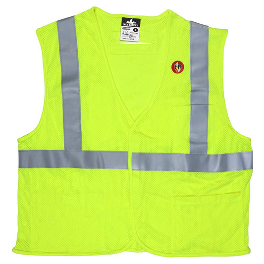 Yellow/Lime Safety Vests - MCR Safety - Hi-Vis Mesh
