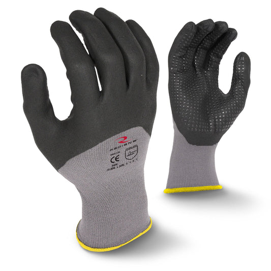 Black/Gray Knit Gloves - Radians - Foam Dipped Nitrile