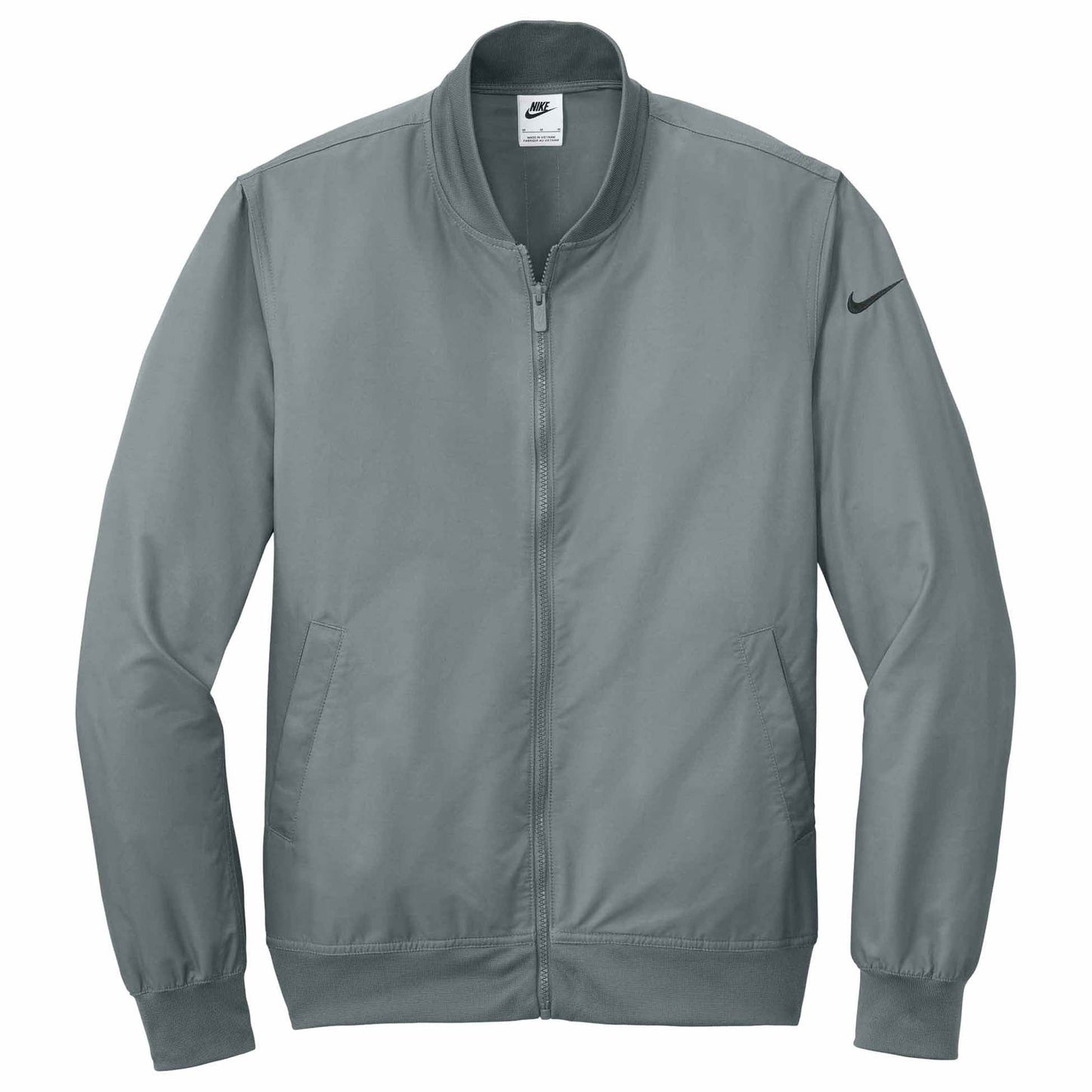 Black Bomber Jacket - Nike - Ribbed Collar - Stylish Wear