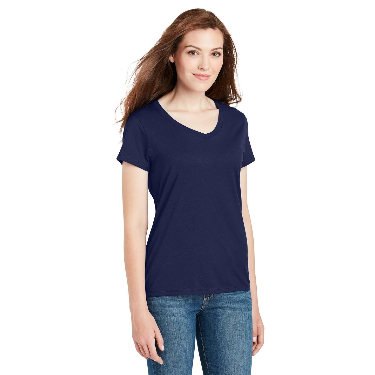 Navy V-Neck T-Shirt - Hanes - Soft Cotton Comfort
