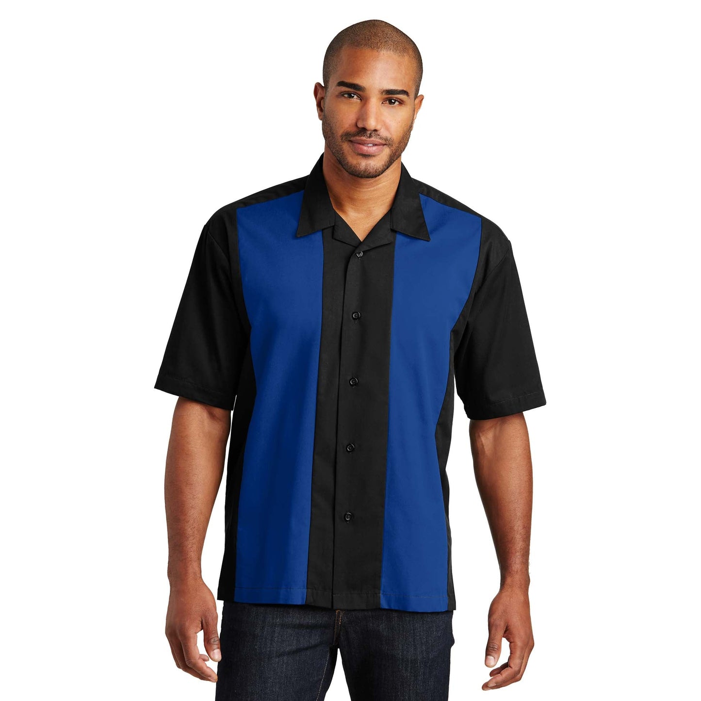 Black/Light Stone Button Up Shirt - Port Authority - Soft