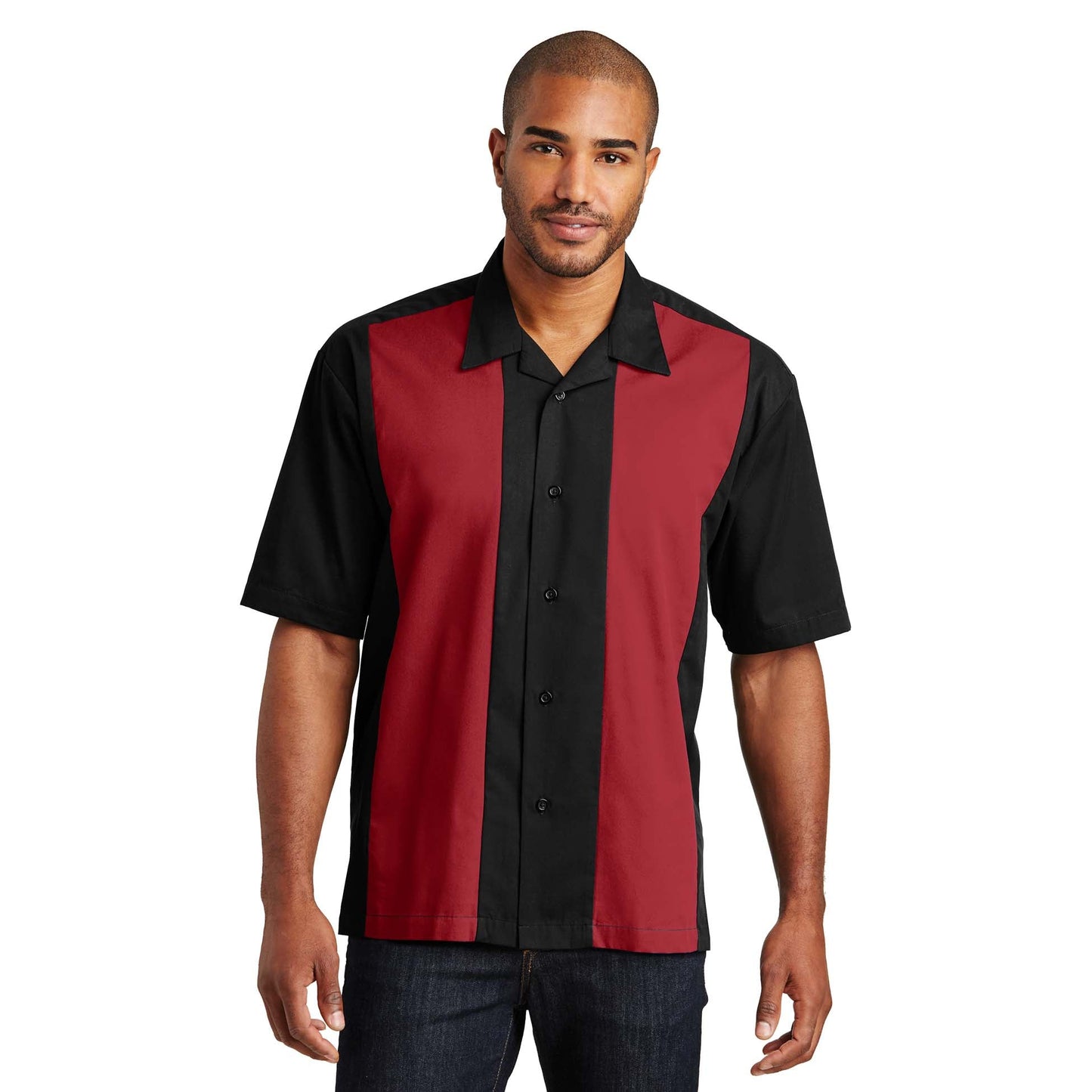 Black/Light Stone Button Up Shirt - Port Authority - Soft