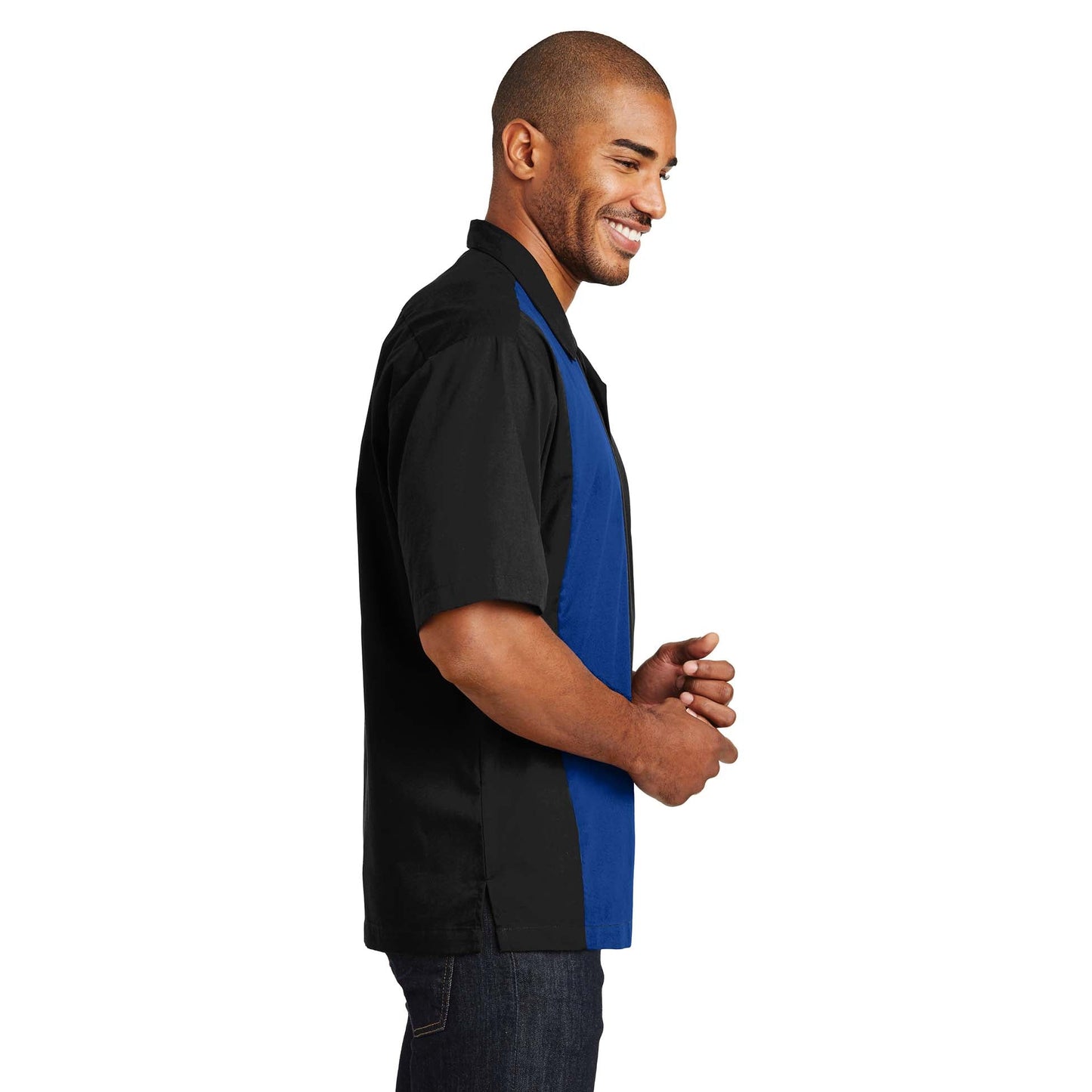 Black/Light Stone Button Up Shirt - Port Authority - Soft