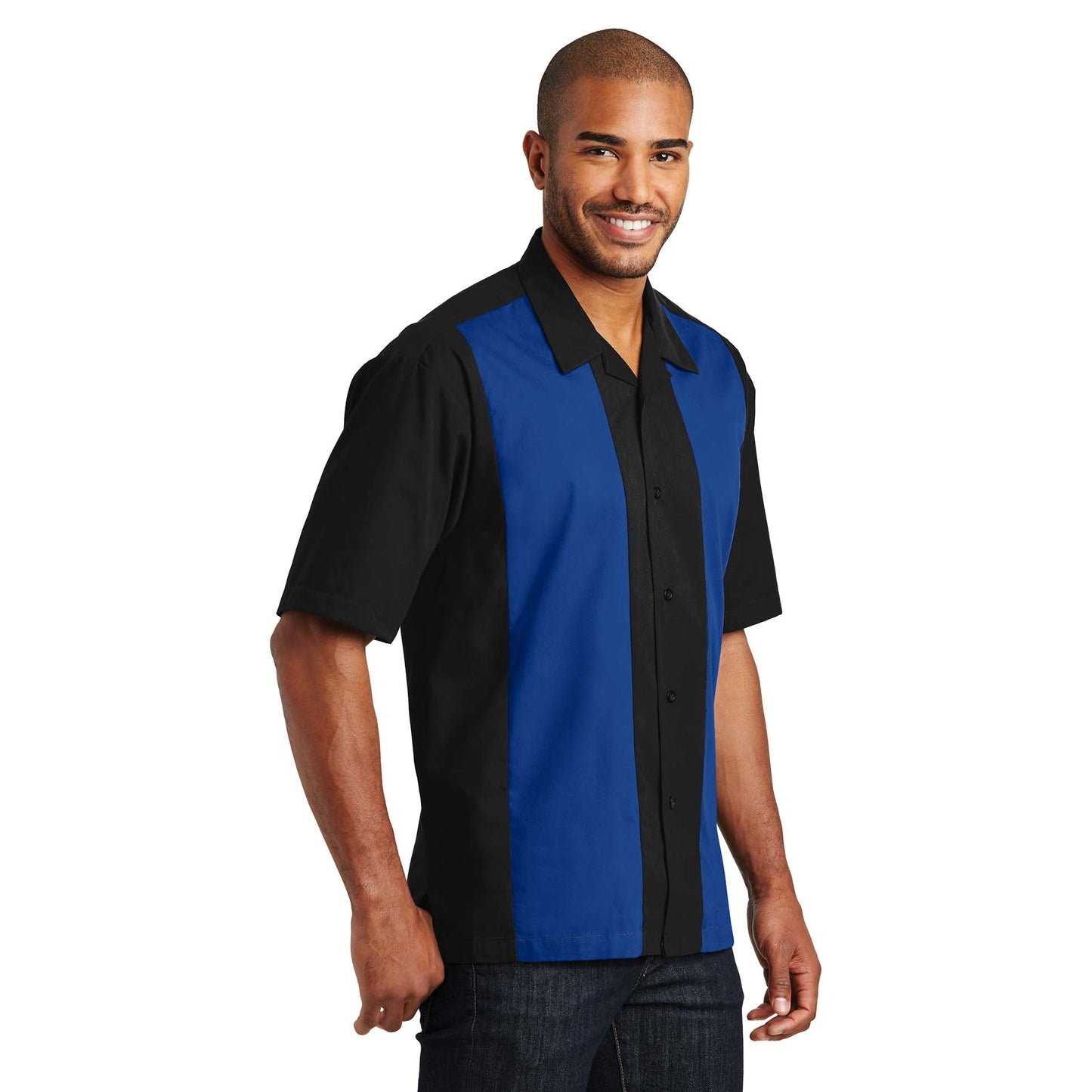 Black/Light Stone Button Up Shirt - Port Authority - Soft