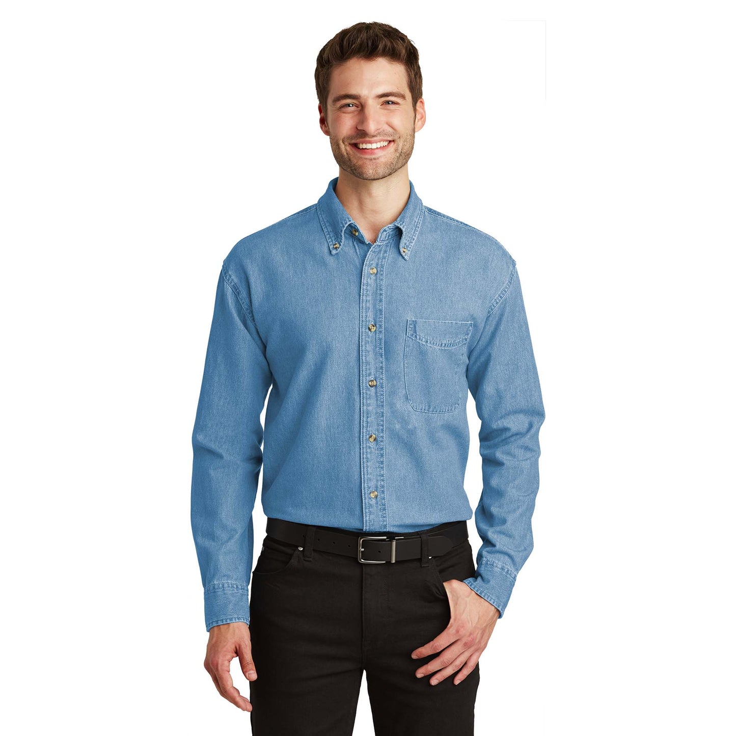 Faded Denim Shirt - Port Authority - Stylish Cotton