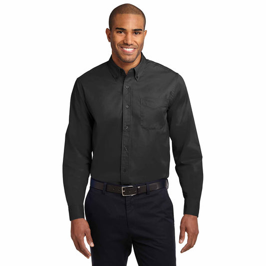 Black/Light Stone Button Up Shirt - Port Authority - Durable