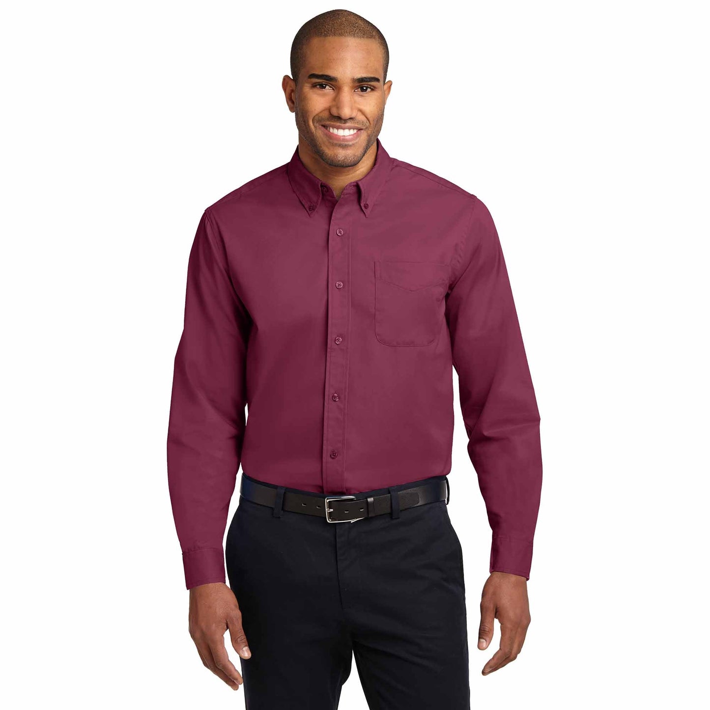 Black/Light Stone Button Up Shirt - Port Authority - Durable