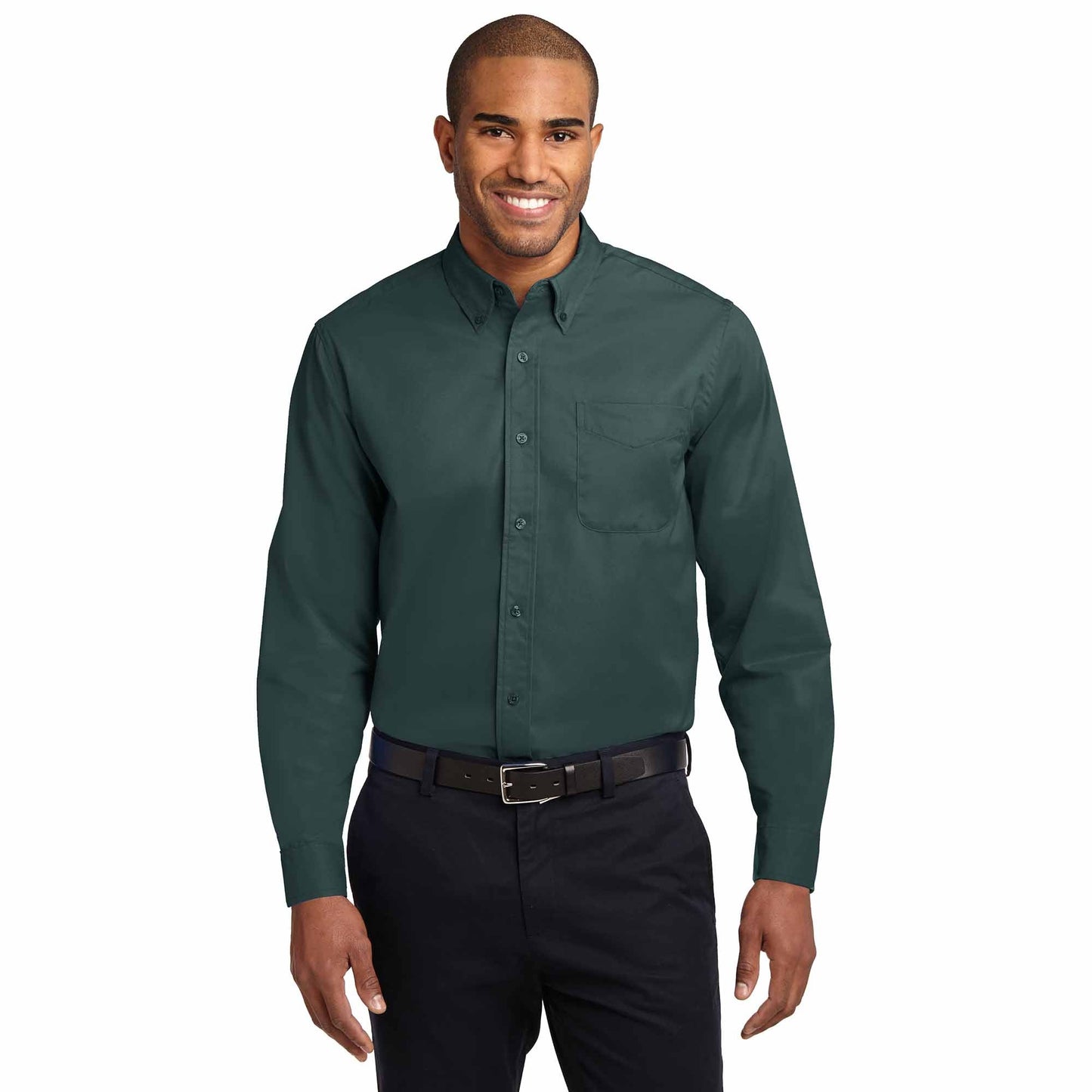 Black/Light Stone Button Up Shirt - Port Authority - Durable