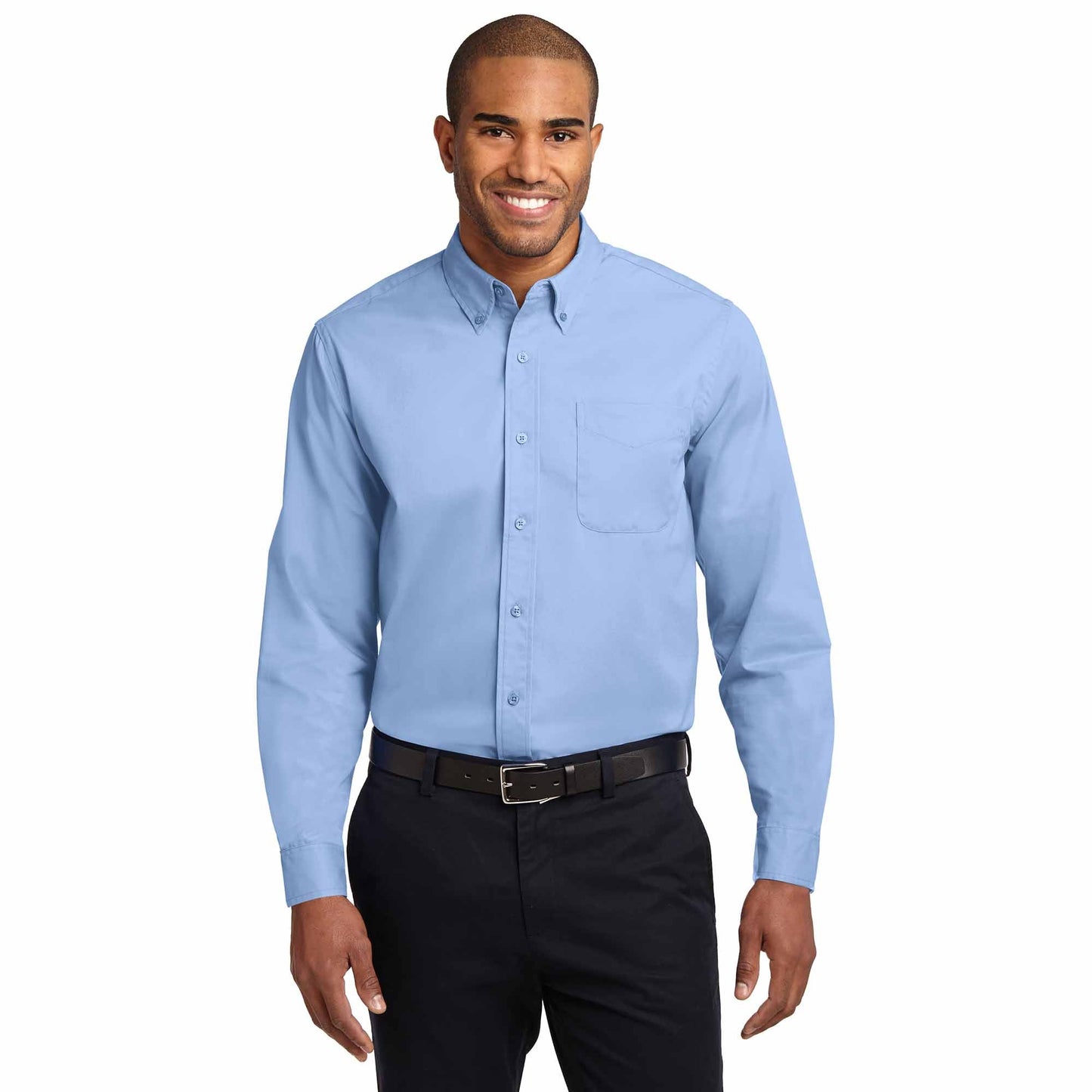 Black/Light Stone Button Up Shirt - Port Authority - Durable