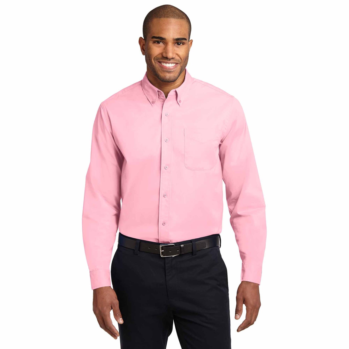 Black/Light Stone Button Up Shirt - Port Authority - Durable