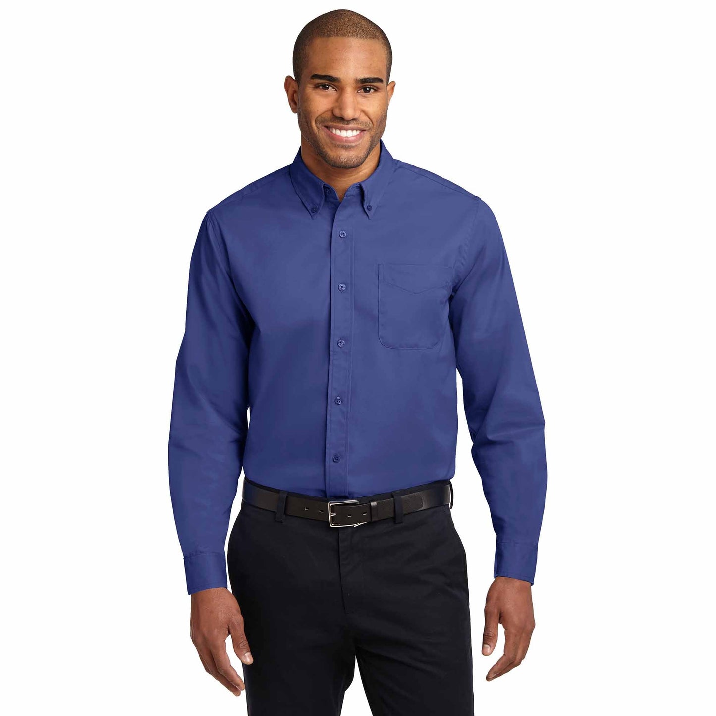 Black/Light Stone Button Up Shirt - Port Authority - Durable