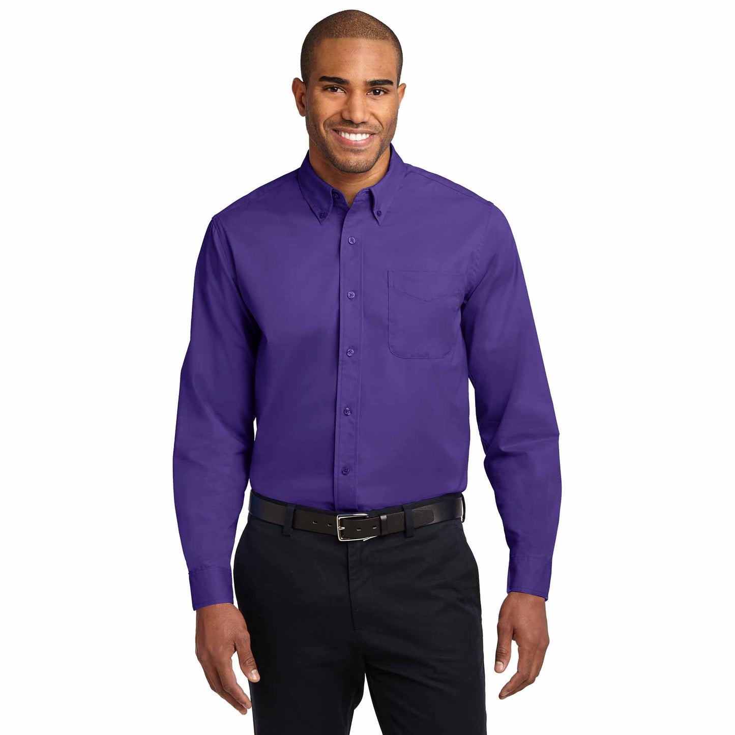 Black/Light Stone Button Up Shirt - Port Authority - Durable
