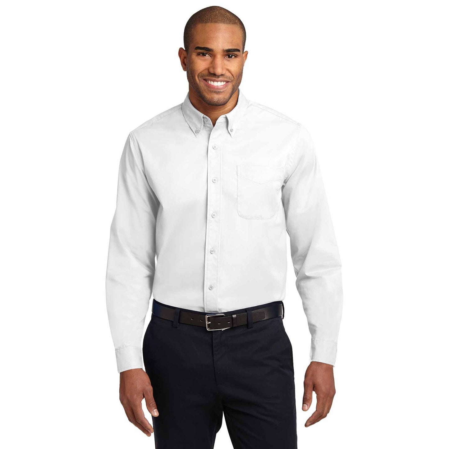 Black/Light Stone Button Up Shirt - Port Authority - Durable