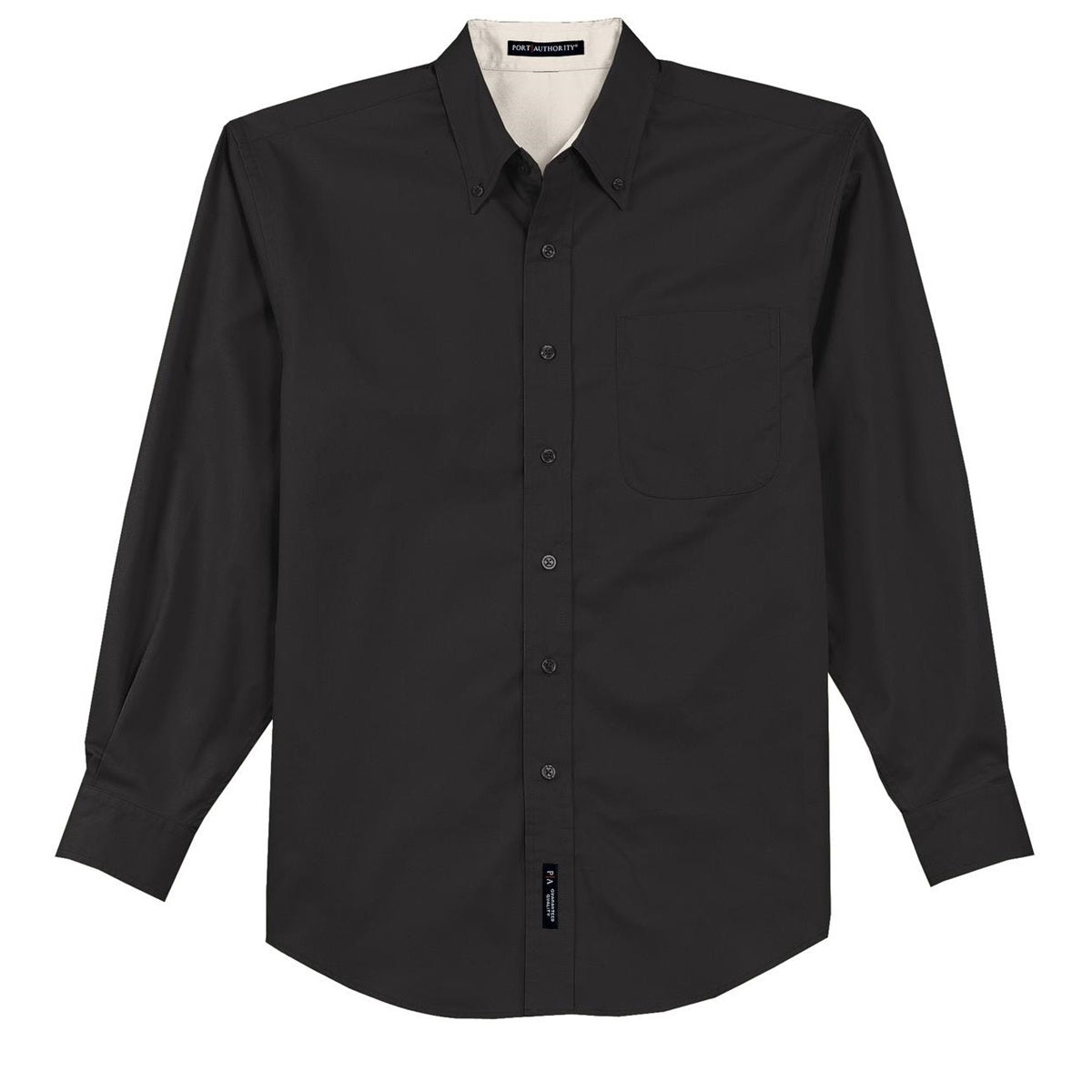 Black/Light Stone Button Up Shirt - Port Authority - Durable