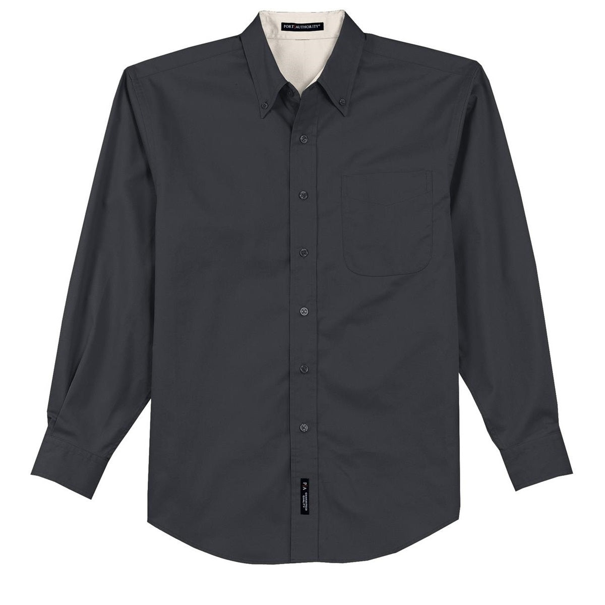 Black/Light Stone Button Up Shirt - Port Authority - Durable