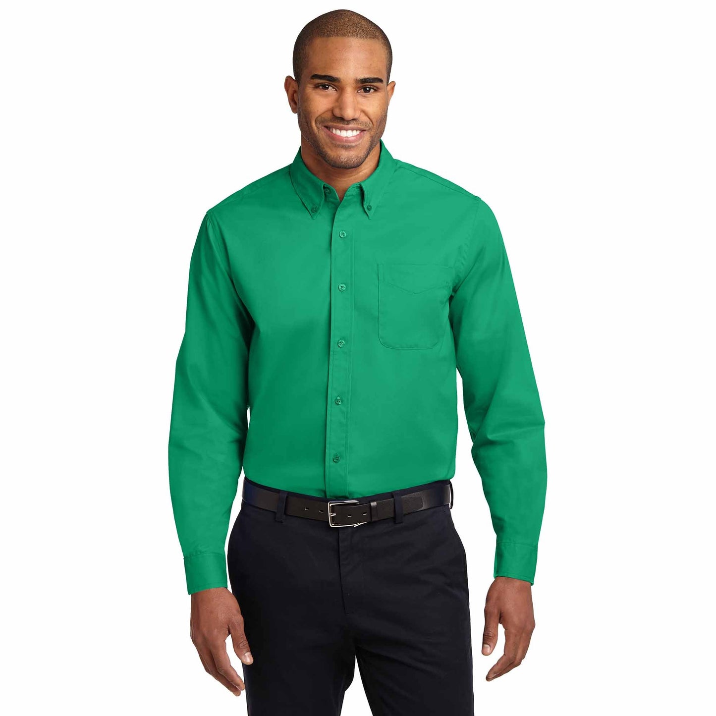 Black/Light Stone Button Up Shirt - Port Authority - Durable