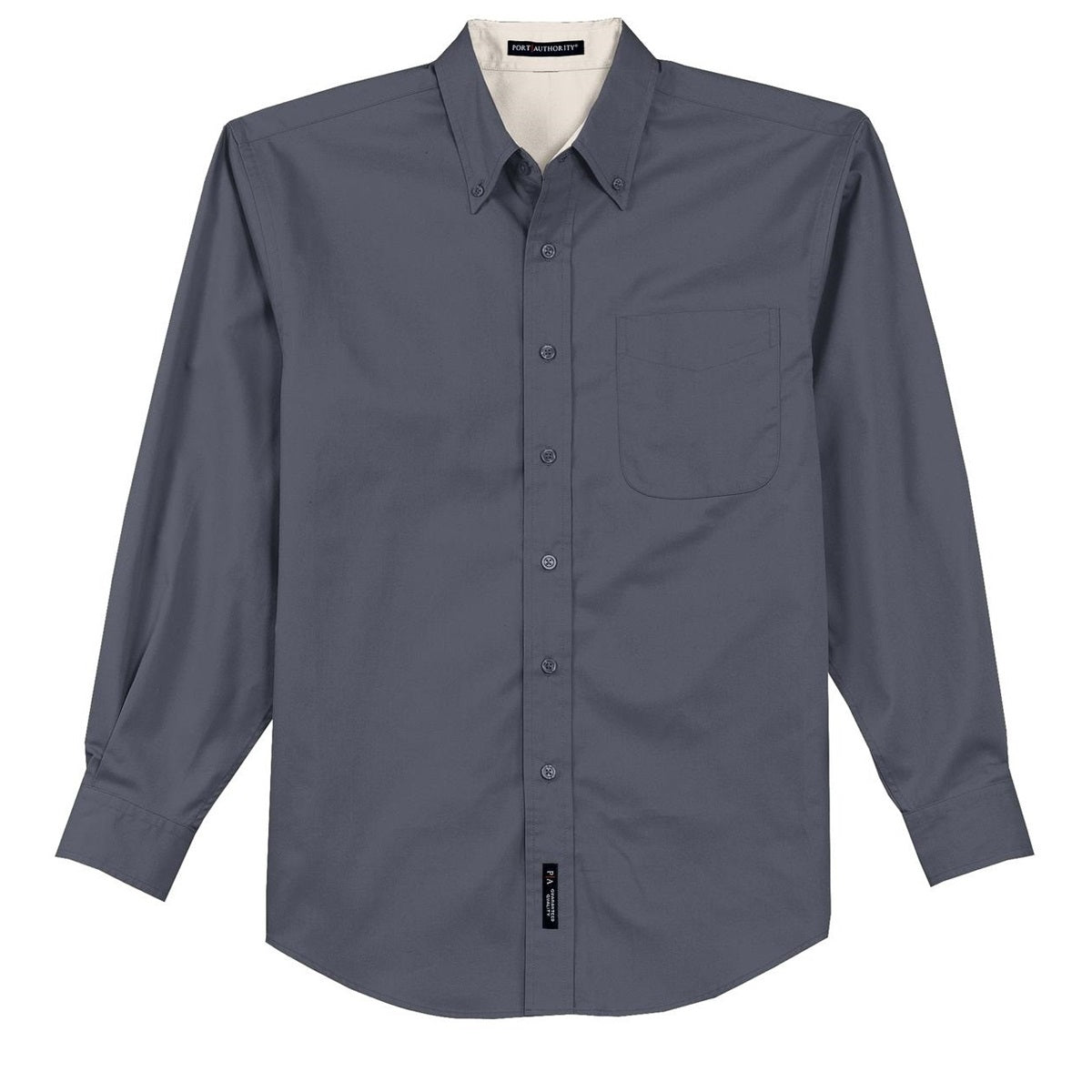 Black/Light Stone Button Up Shirt - Port Authority - Durable