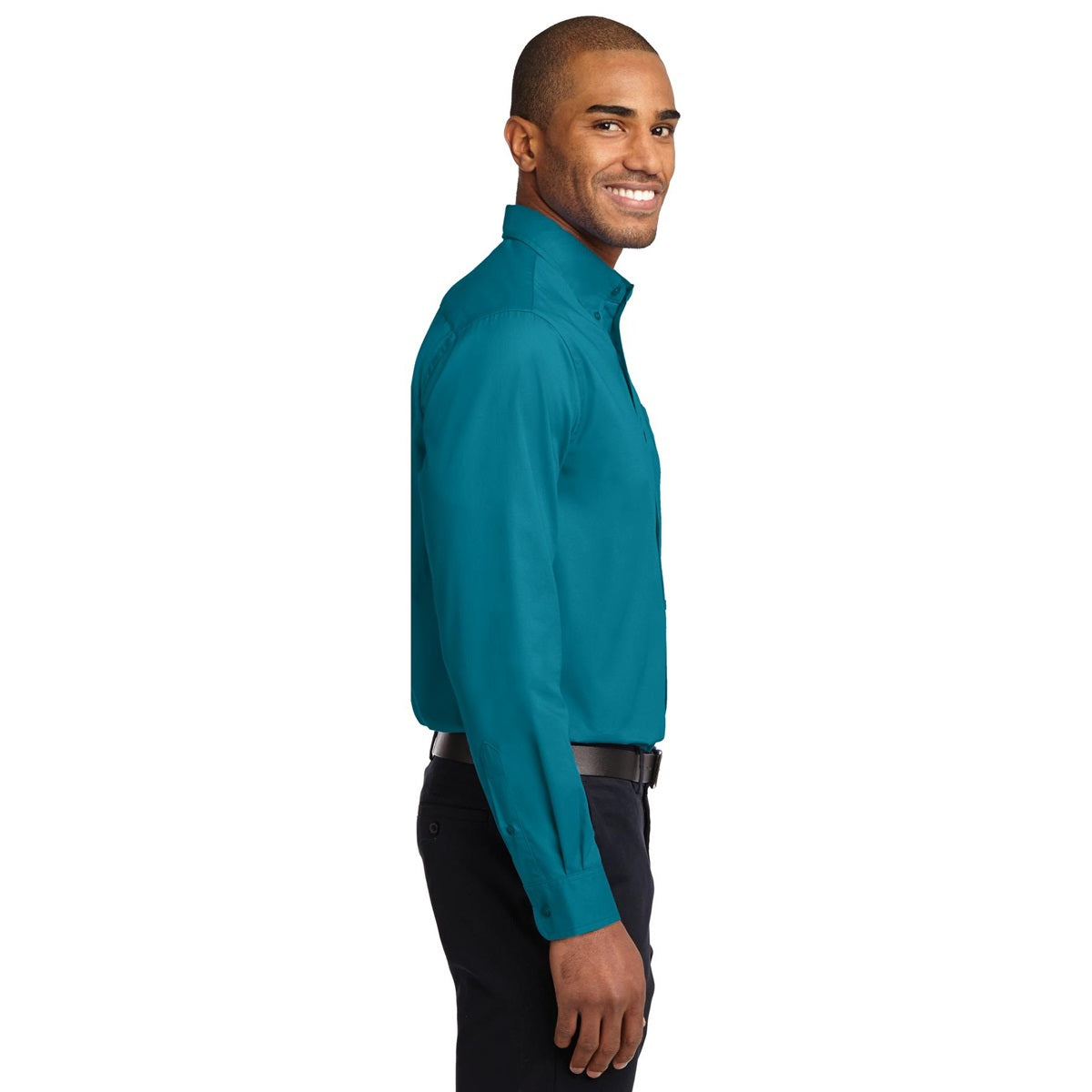 Black/Light Stone Button Up Shirt - Port Authority - Durable