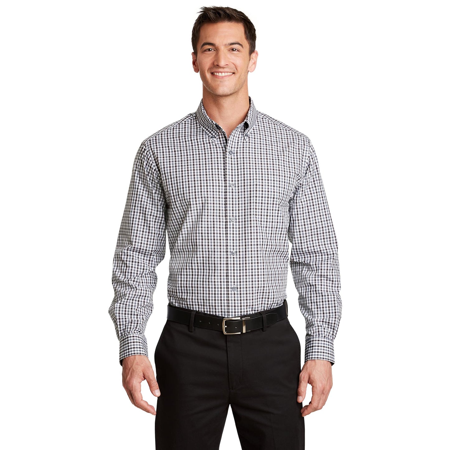 Black/Charcoal Button Up Shirts - Port Authority - Stylish