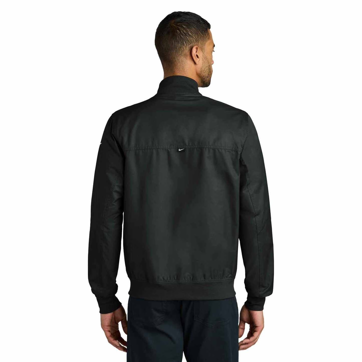 Black Bomber Jacket - Nike - Ribbed Collar - Stylish Wear