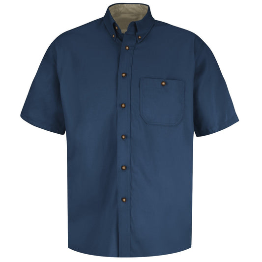 Navy Button Up Shirt - Red Kap - Contrast Cotton