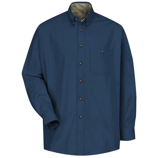 Navy Button Up Shirt - Red Kap - Cotton Contrast