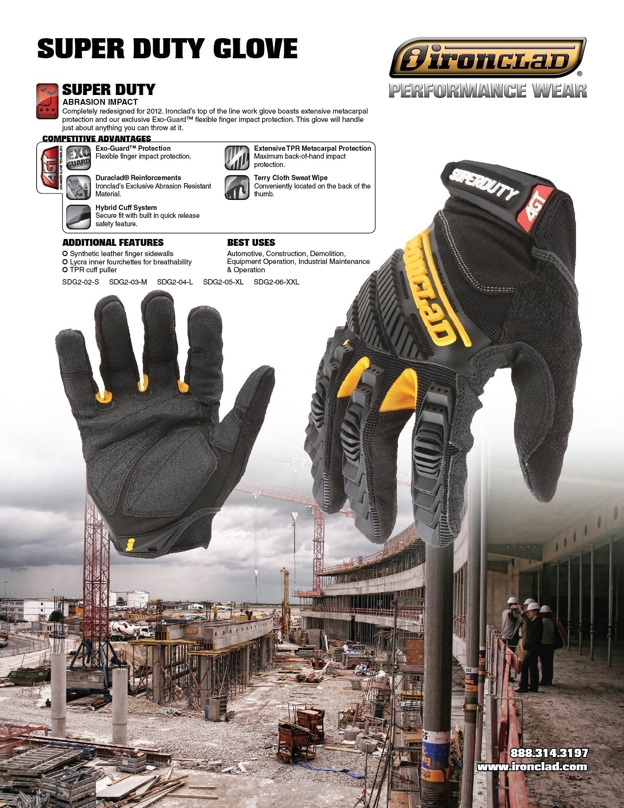 Black Performance Gloves - Ironclad - Durable Protection