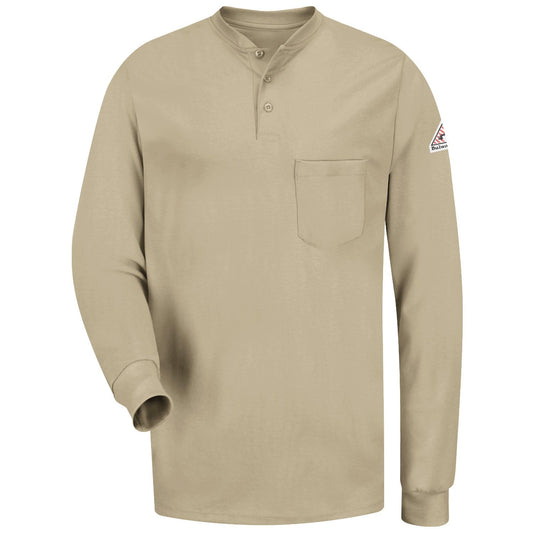 Khaki Henley Shirt - Bulwark FR - Lightweight and Tagless