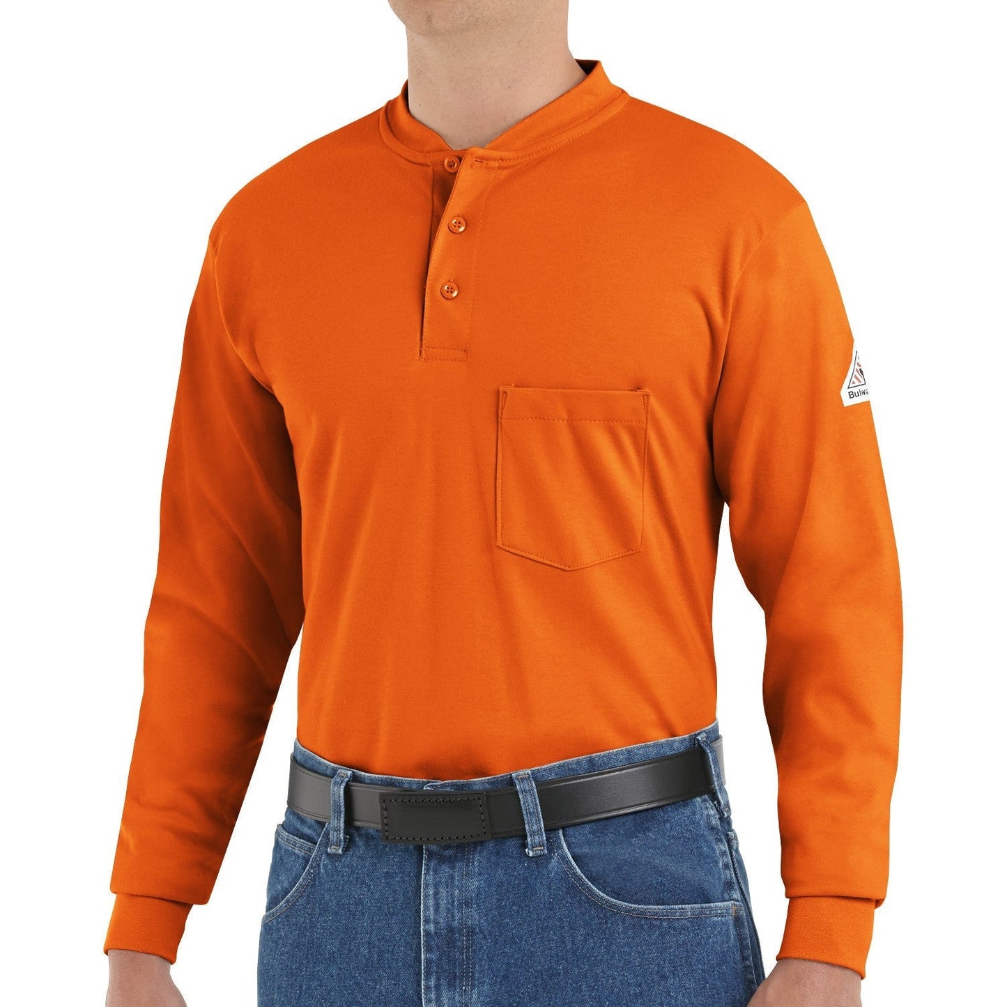 Khaki Henley Shirt - Bulwark FR - Lightweight and Tagless