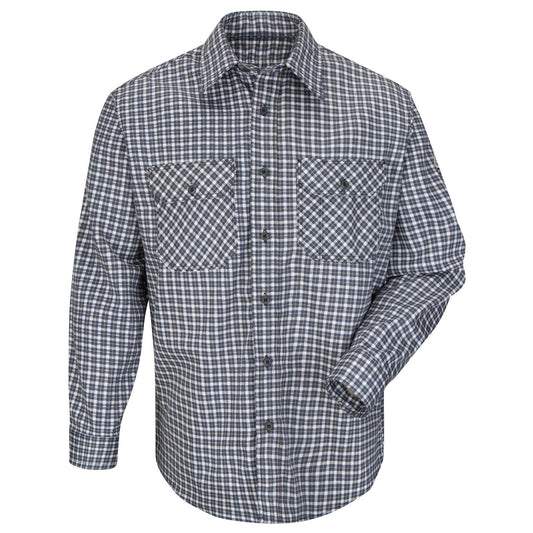 Navy Button Down Shirt - Bulwark FR - Lightweight Plaid