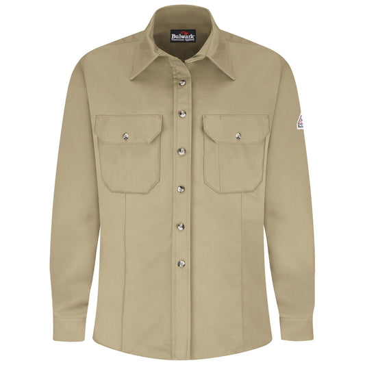 Khaki Button Down Shirt - Bulwark FR - Stylish Fit