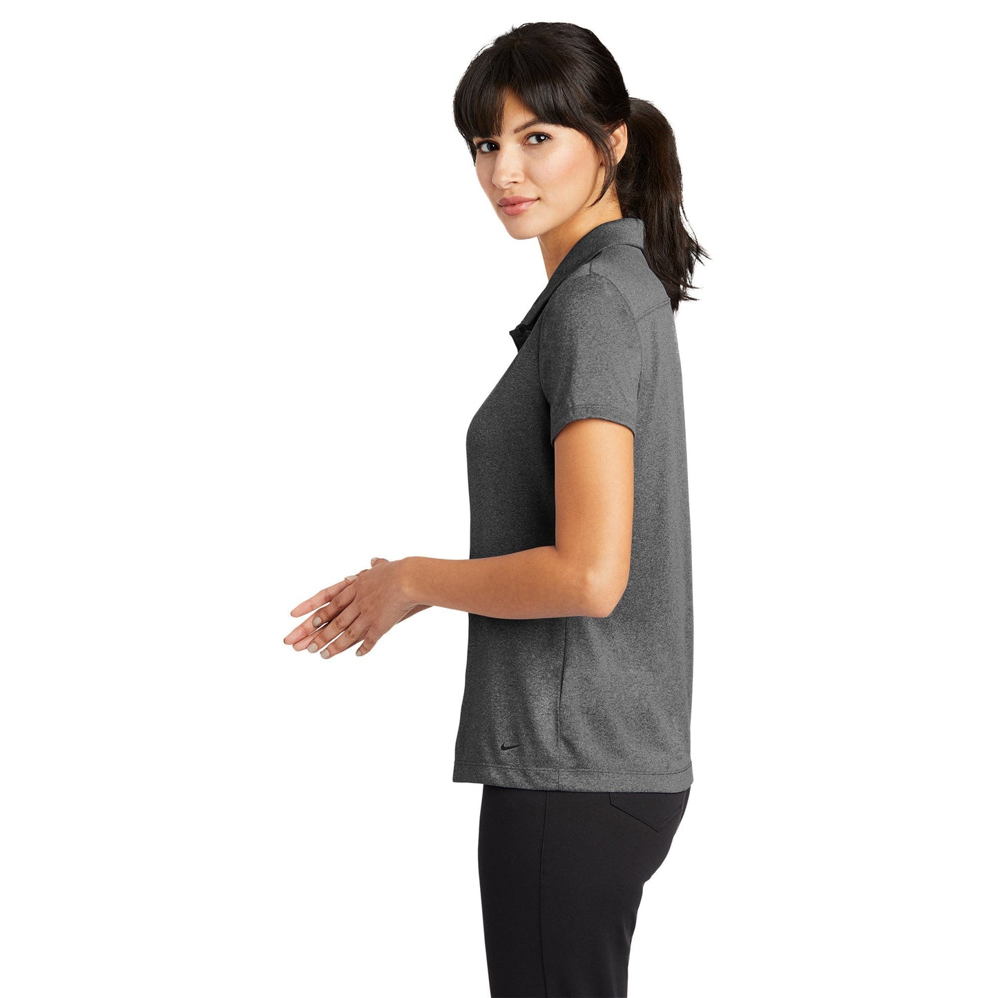Black Heather Polo Shirts - Nike - Comfortable Dri-FIT