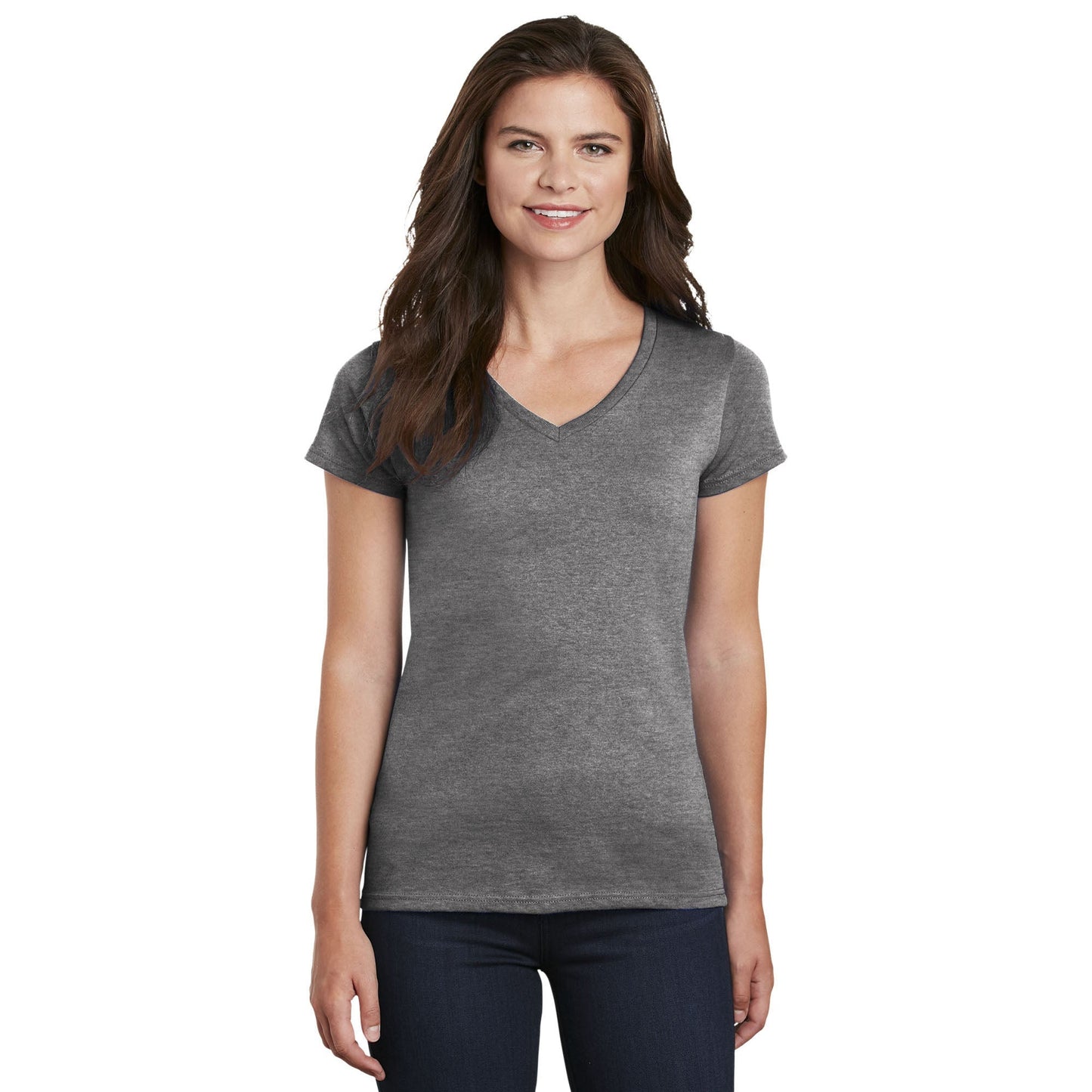 White T-Shirts - Gildan - Stylish Cotton V-Neck - Fashion Fit