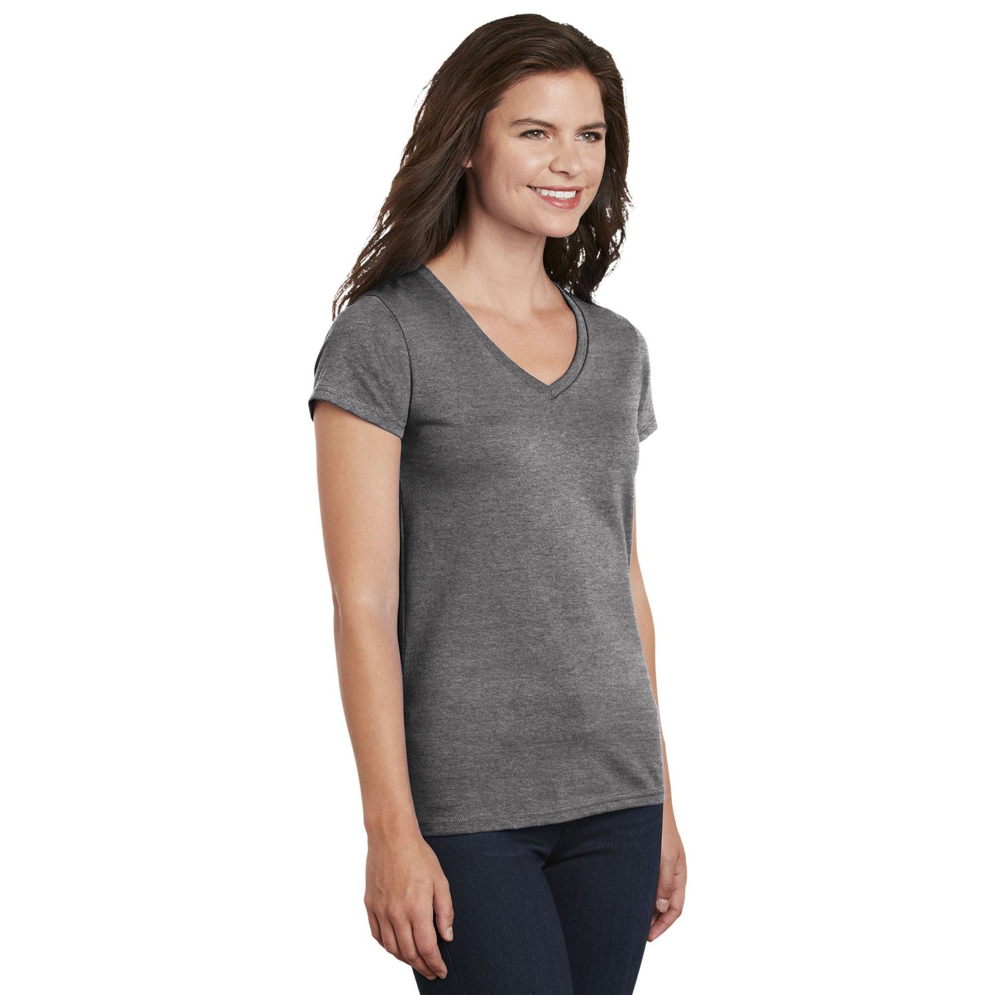 White T-Shirts - Gildan - Stylish Cotton V-Neck - Fashion Fit