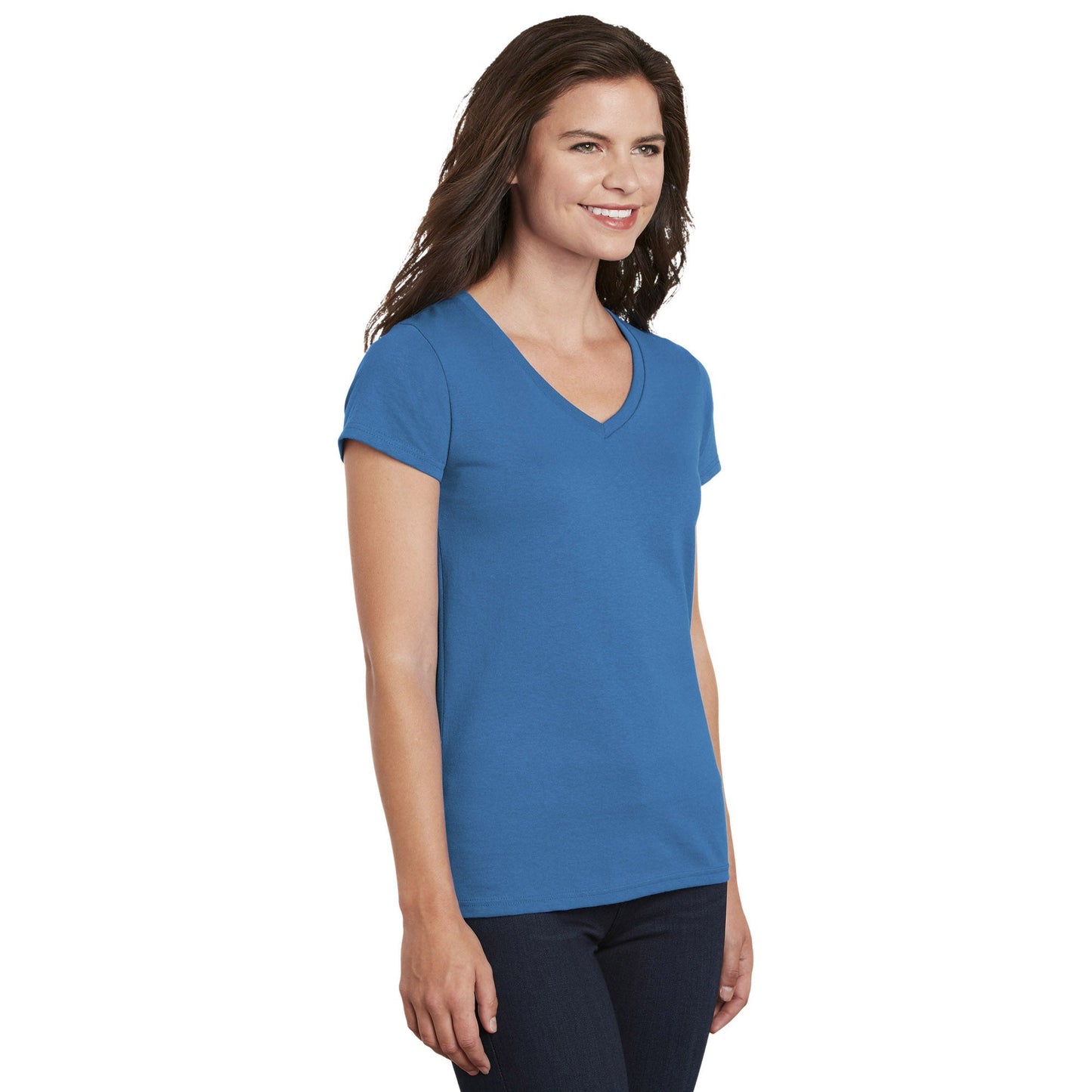White T-Shirts - Gildan - Stylish Cotton V-Neck - Fashion Fit