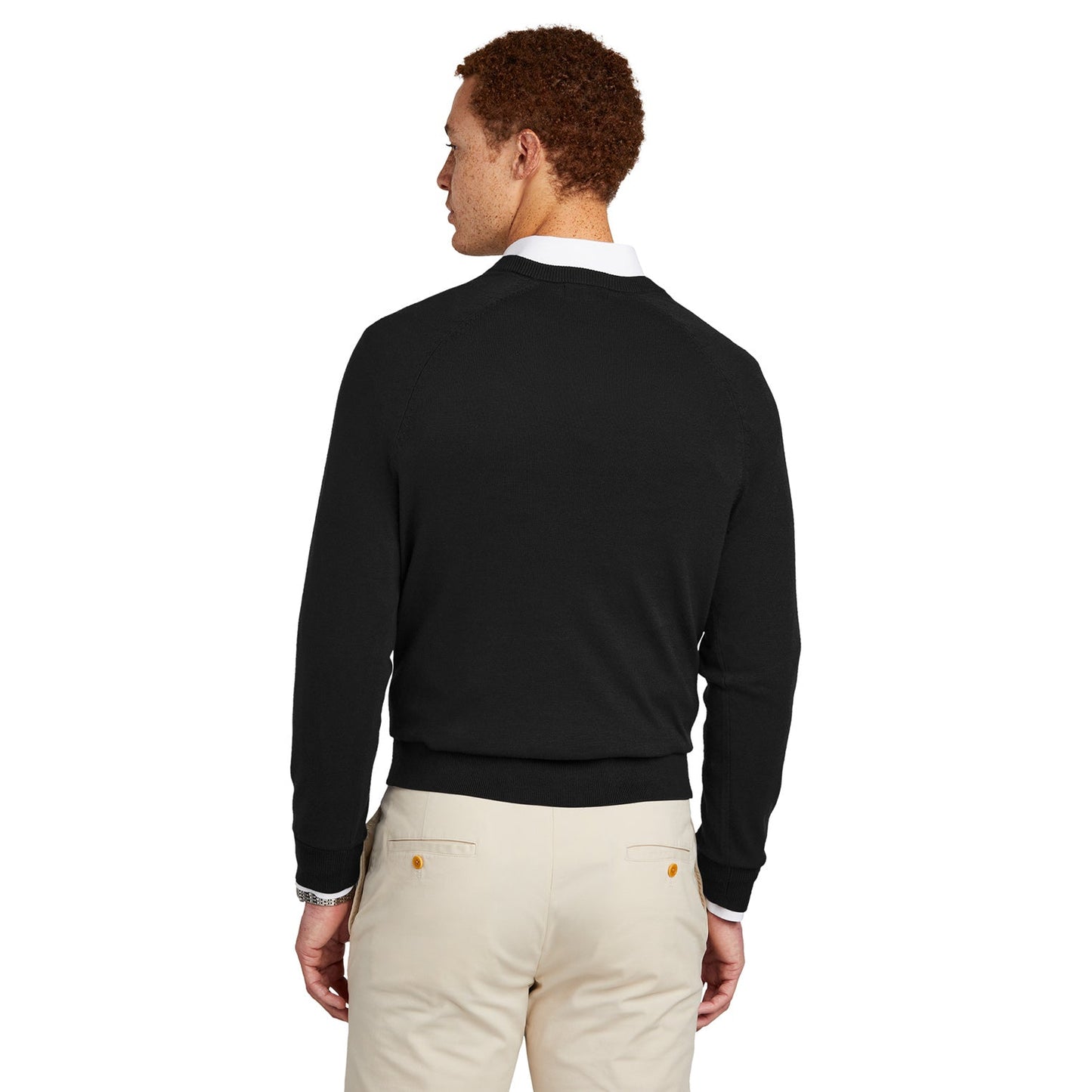 Deep Black Sweater - Brooks Brothers - Cotton Stretch V-Neck