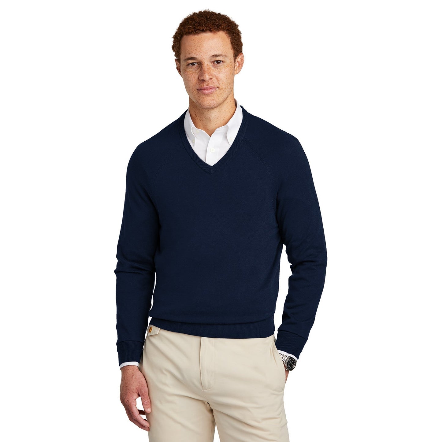 Deep Black Sweater - Brooks Brothers - Cotton Stretch V-Neck