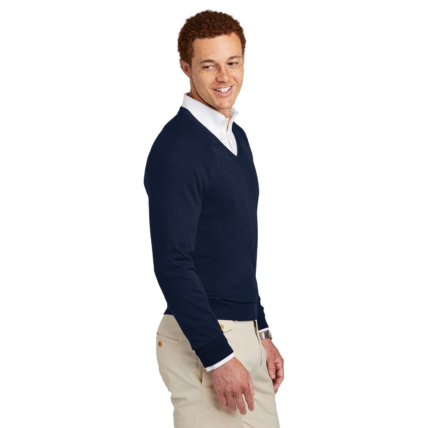 Deep Black Sweater - Brooks Brothers - Cotton Stretch V-Neck