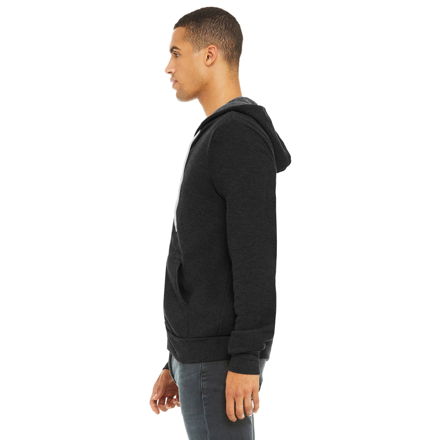 Black Heather Sweatshirt - Bella + Canvas - Full-Zip Fleece