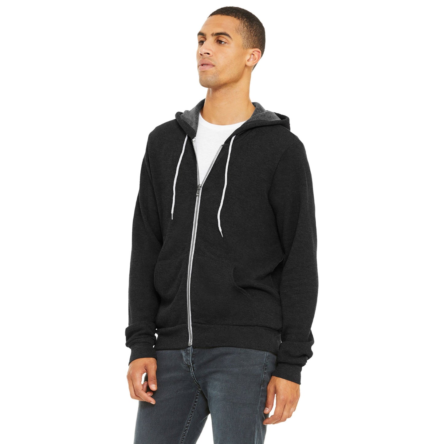 Black Heather Sweatshirt - Bella + Canvas - Full-Zip Fleece