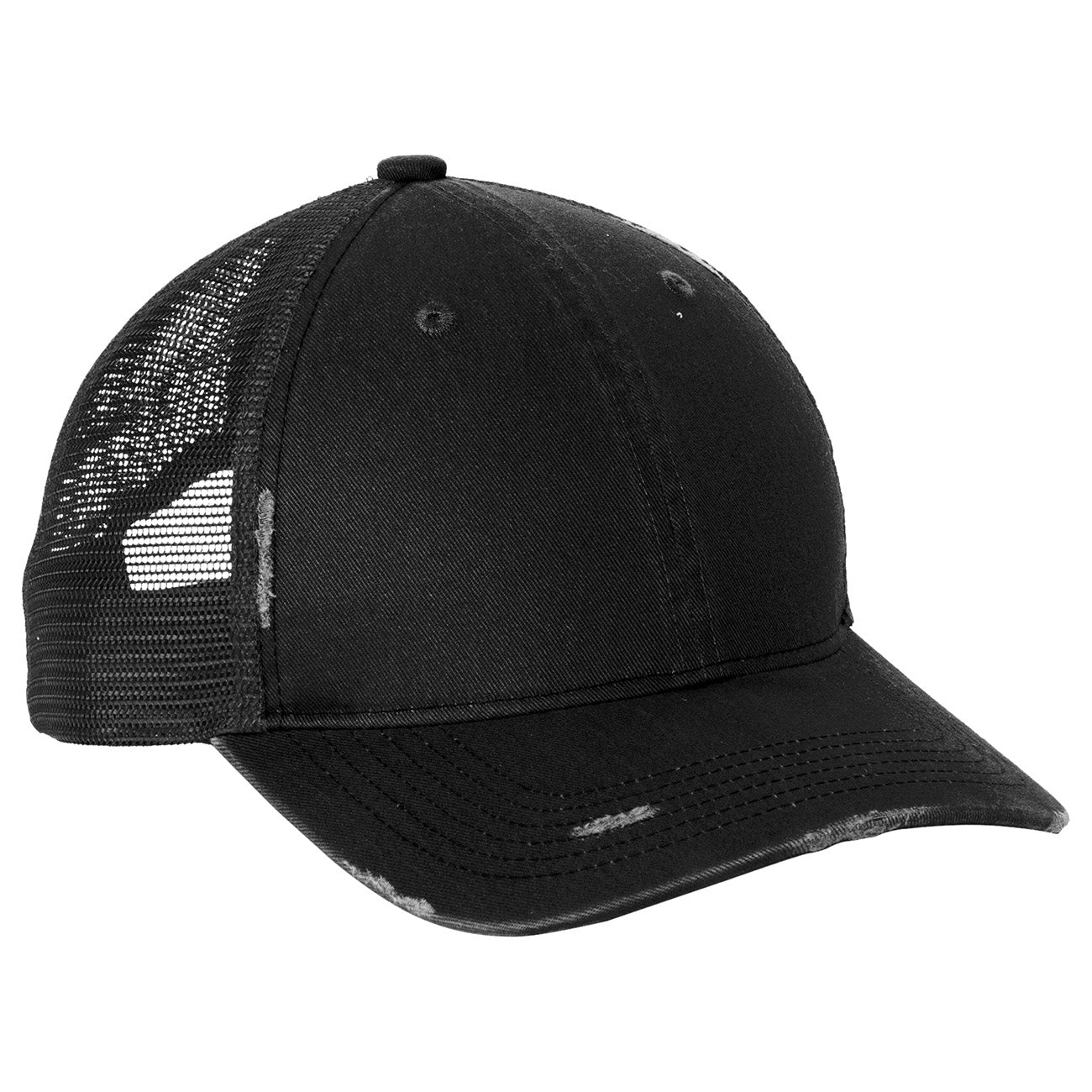 Grey Steel Ball Cap - Port Authority - Distressed Mesh