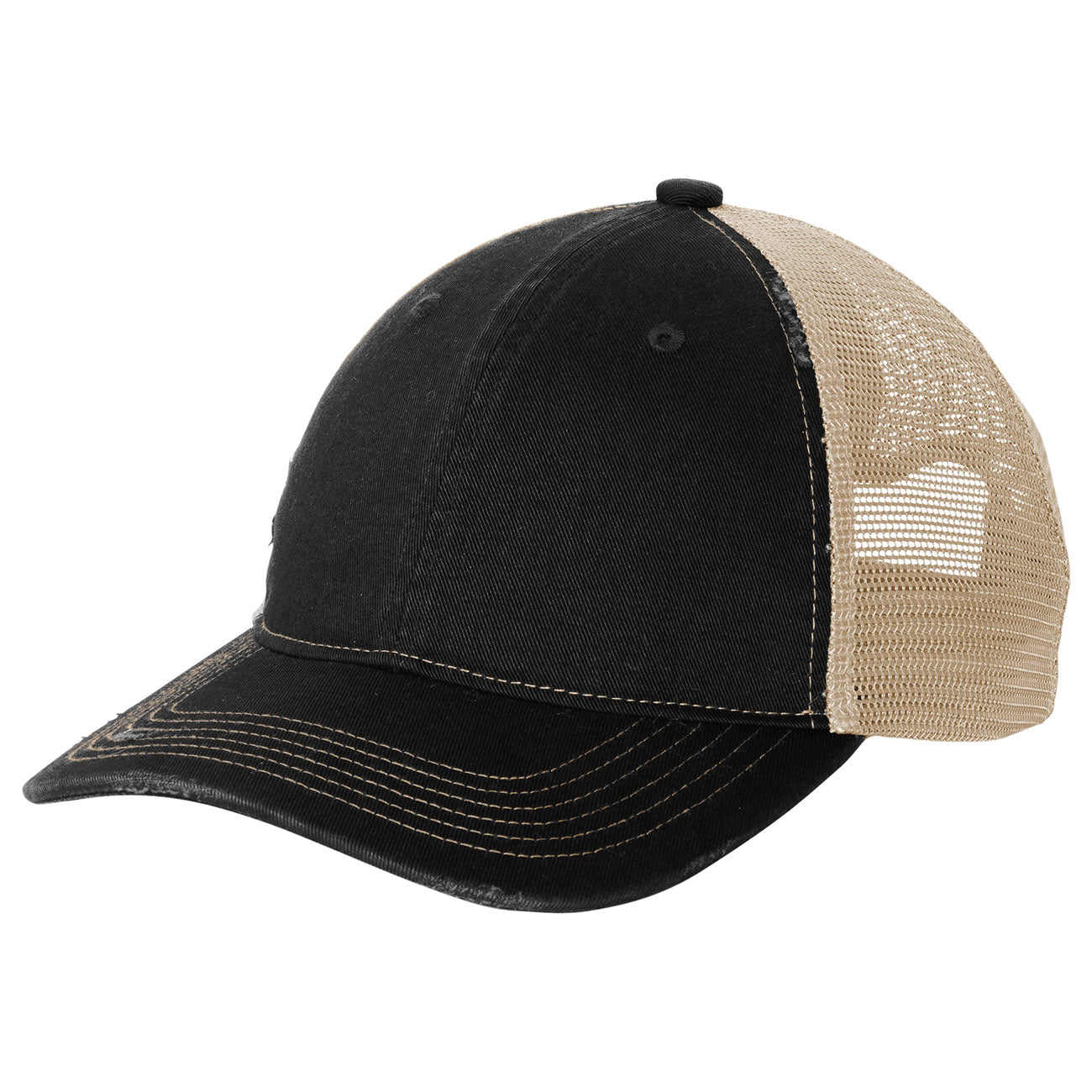 Grey Steel Ball Cap - Port Authority - Distressed Mesh