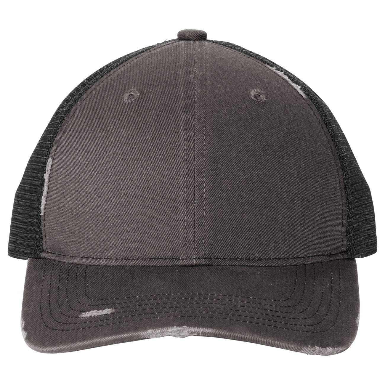 Grey Steel Ball Cap - Port Authority - Distressed Mesh