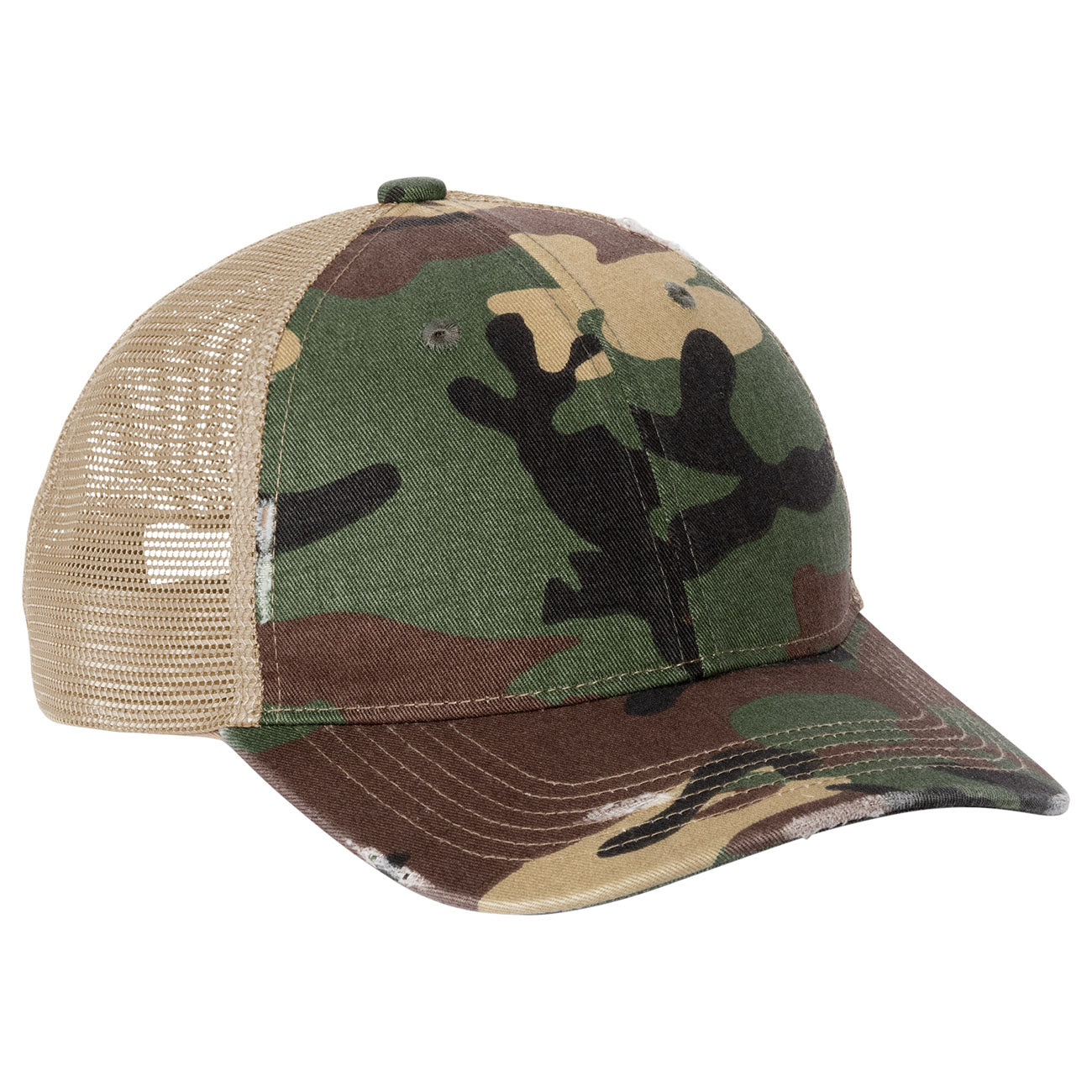 Grey Steel Ball Cap - Port Authority - Distressed Mesh