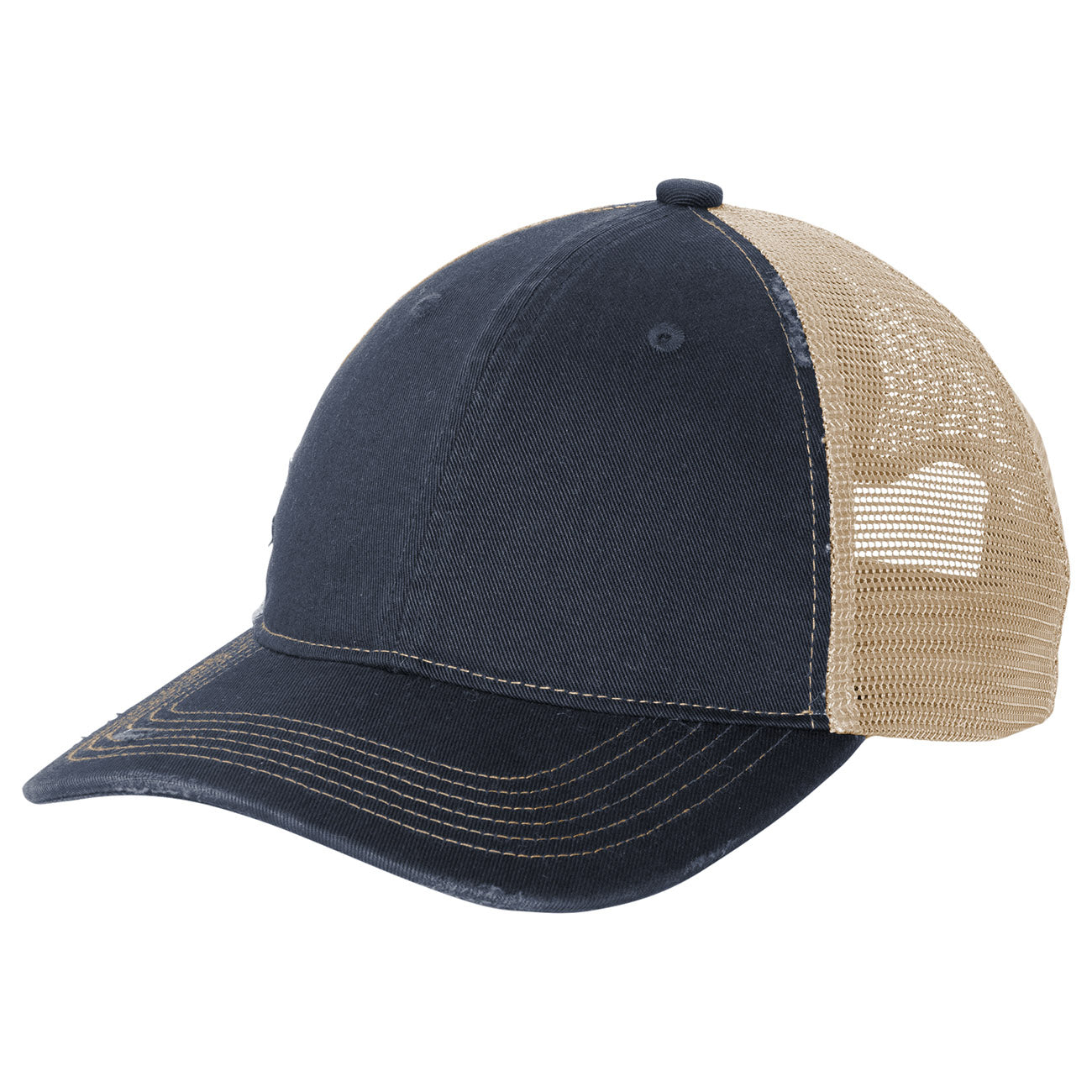 Grey Steel Ball Cap - Port Authority - Distressed Mesh